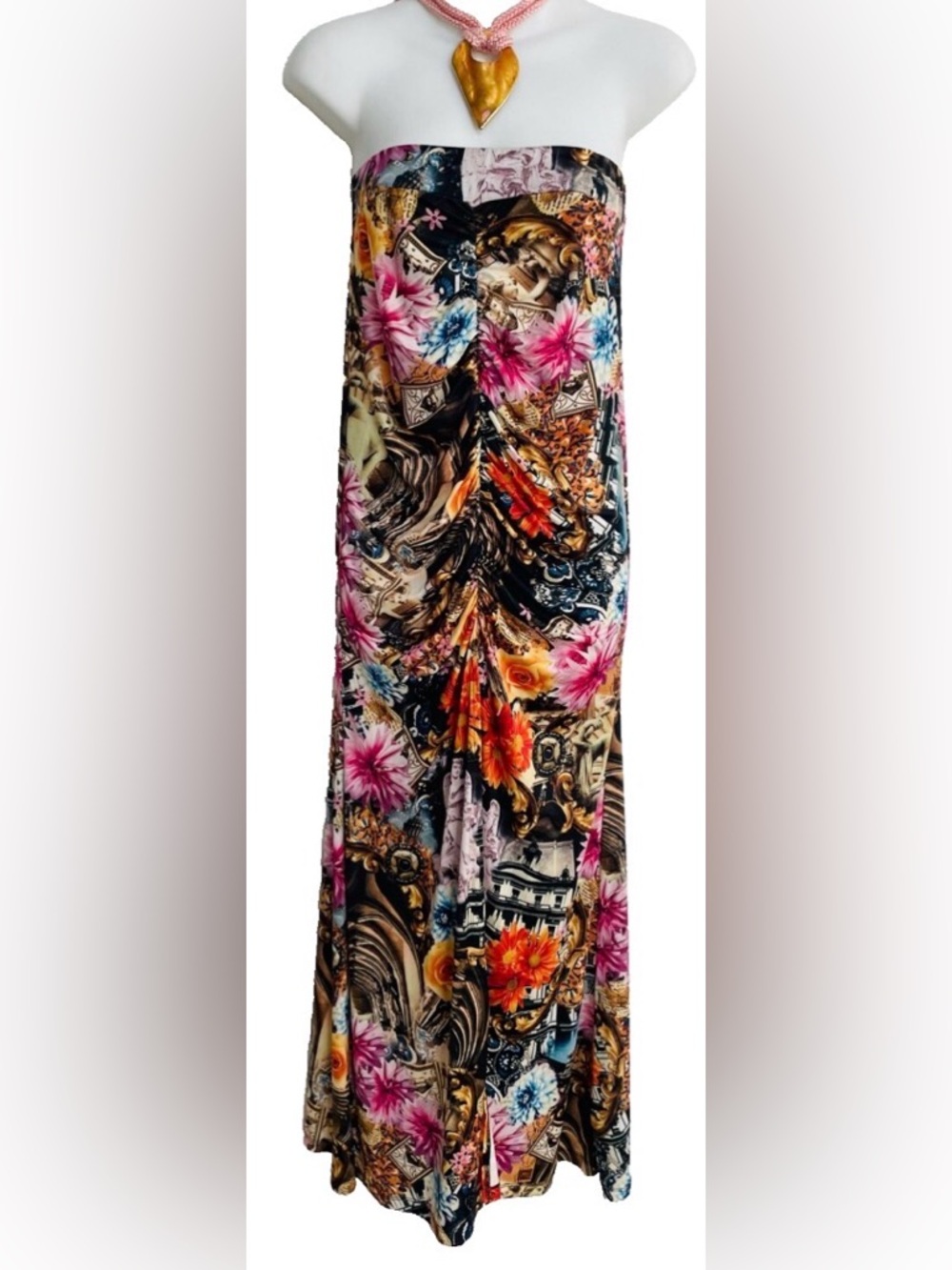 VENUS Baroque ART Print Strapless DRESS S